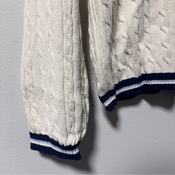 Vintage Tommy Hilfiger Off-White Cable Knit V-Neck Sweater Women’s Size Large - Picture 5 of 14